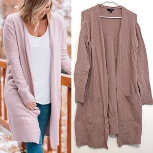 A.N.A Long Sleeve Duster Cardigan Sweater Mauve Pink Purple Open Front Winter M